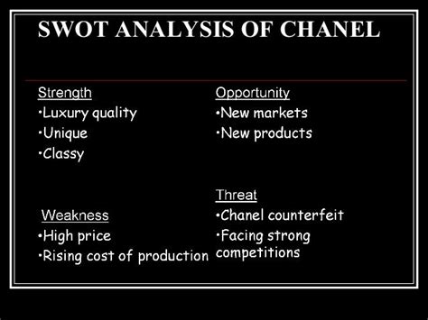 swot analysis of chanel|usp of chanel.